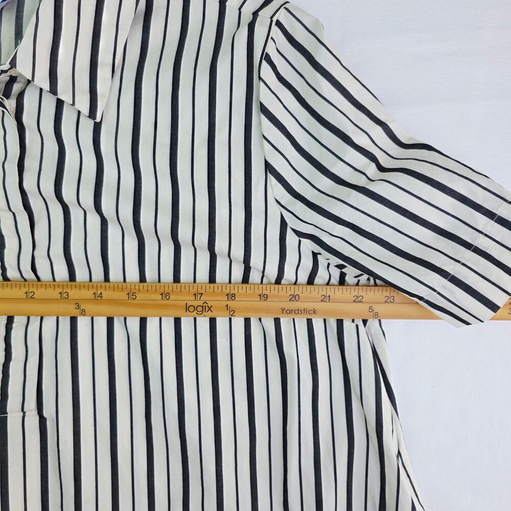 Old Navy Mini Shirt Dress Large Gray White Stripe Collar Preppy Academia Office - Picture 16 of 16